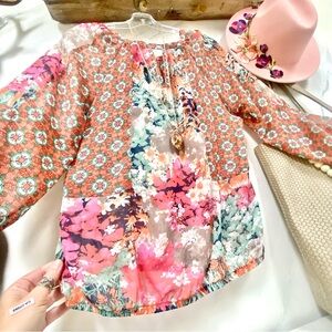 Anthropologie Multicolor Floral Blouse
